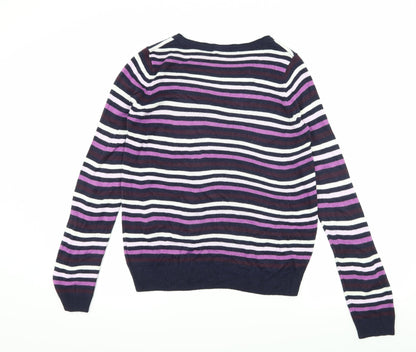 Marks and Spencer Womens Purple Striped Knit Pullover Jumper Size 12