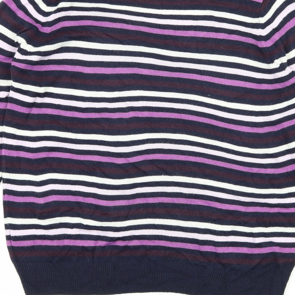 Marks and Spencer Womens Purple Striped Knit Pullover Jumper Size 12