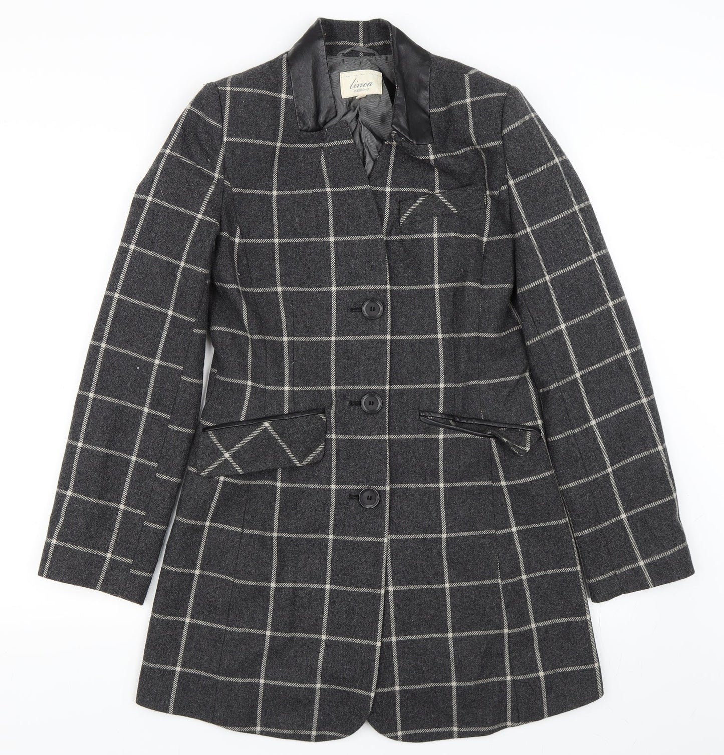 Linea Womens Grey   Overcoat Coat Size 10