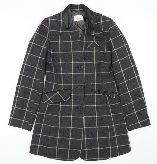 Linea Womens Grey   Overcoat Coat Size 10