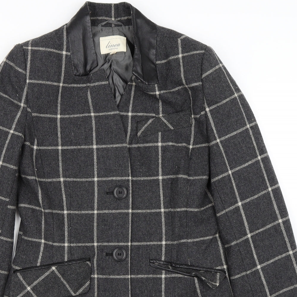 Linea Womens Grey   Overcoat Coat Size 10