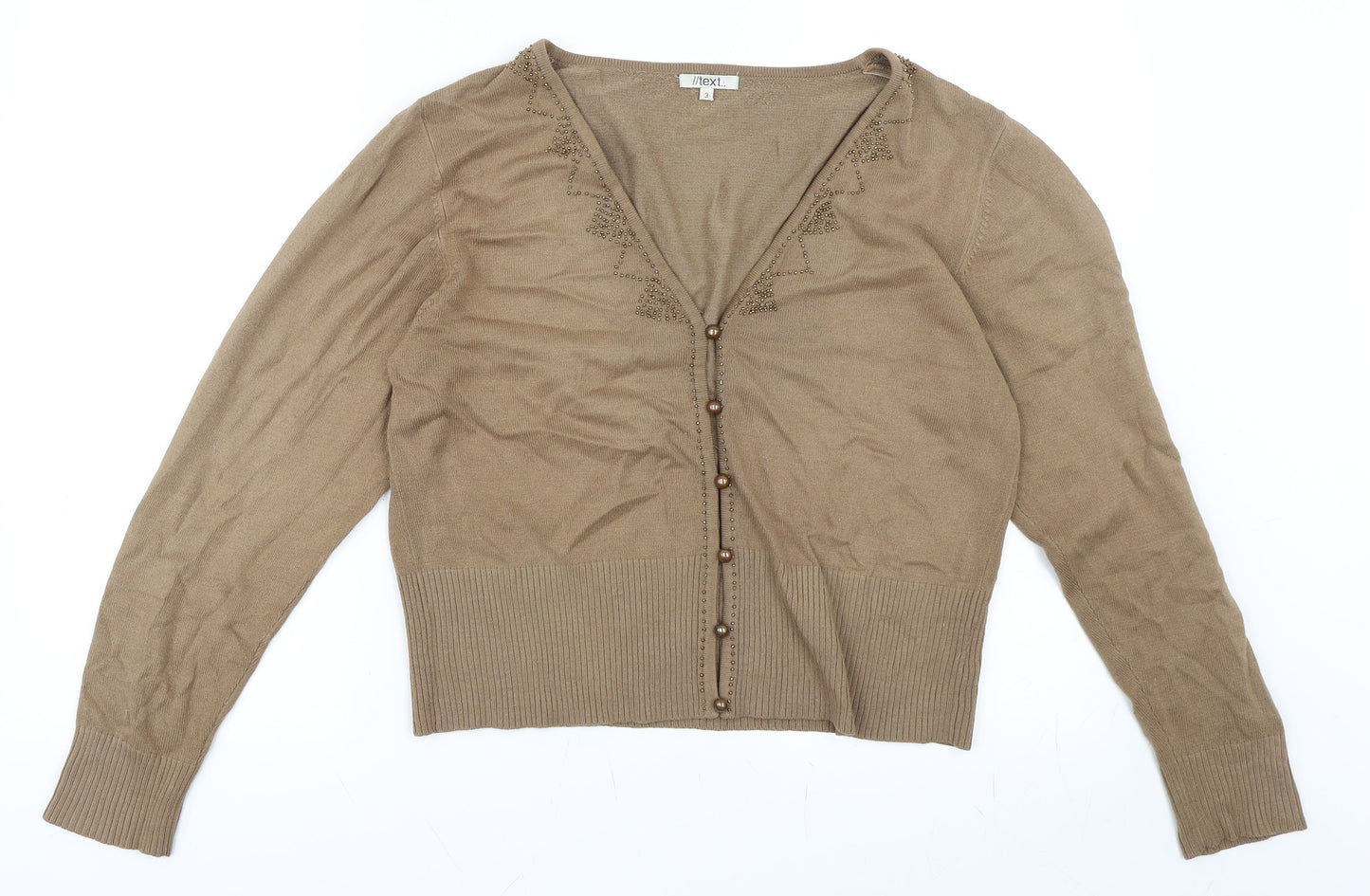 Text Womens Beige   Pullover Jumper Size M