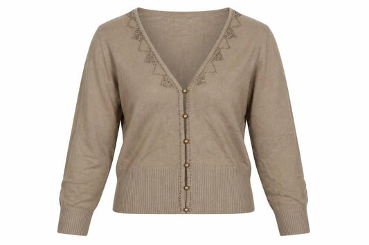 Text Womens Beige   Pullover Jumper Size M