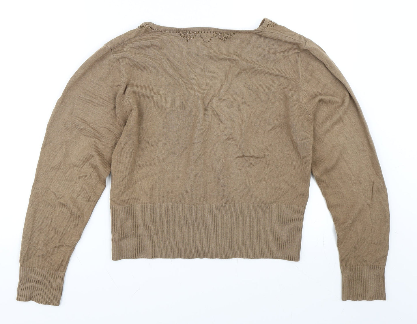 Text Womens Beige   Pullover Jumper Size M