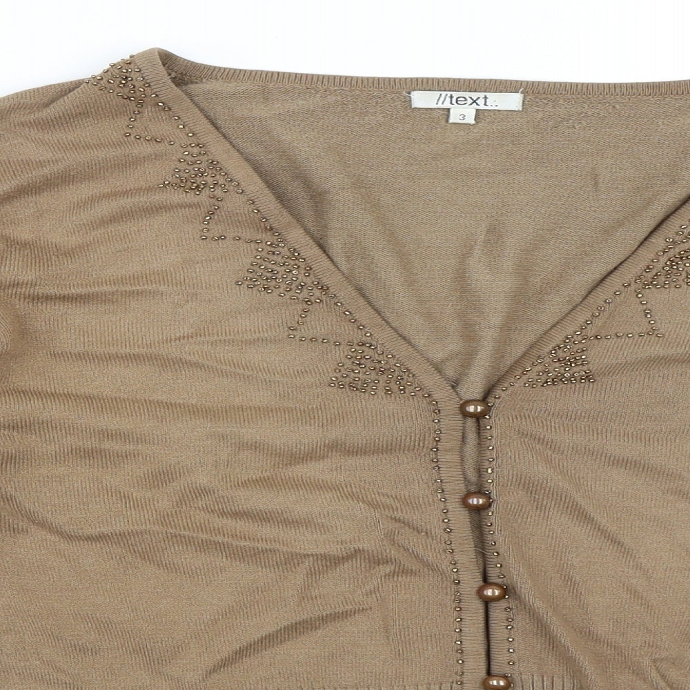 Text Womens Beige   Pullover Jumper Size M
