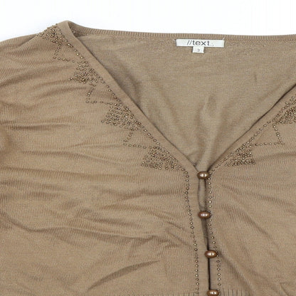 Text Womens Beige   Pullover Jumper Size M