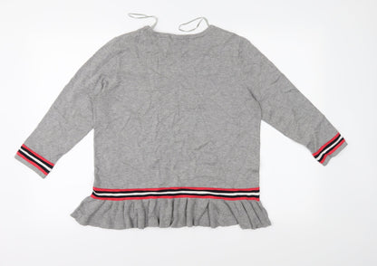 Tu Womens Grey Striped Knit Pullover Jumper Size 14