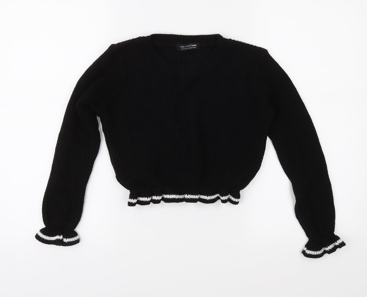 Select Girls Black  Knit Pullover Jumper Size 12-13 Years