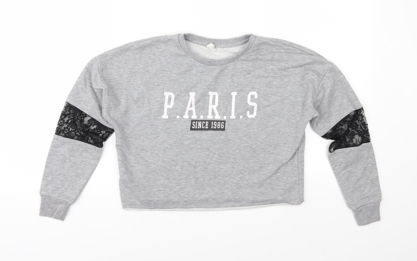 Candy Couture Girls Grey  Jersey Pullover Sweatshirt Size 10 Years