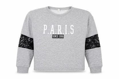 Candy Couture Girls Grey  Jersey Pullover Sweatshirt Size 10 Years
