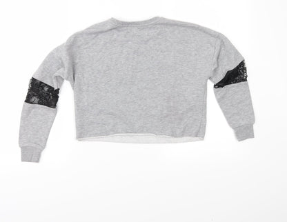 Candy Couture Girls Grey  Jersey Pullover Sweatshirt Size 10 Years