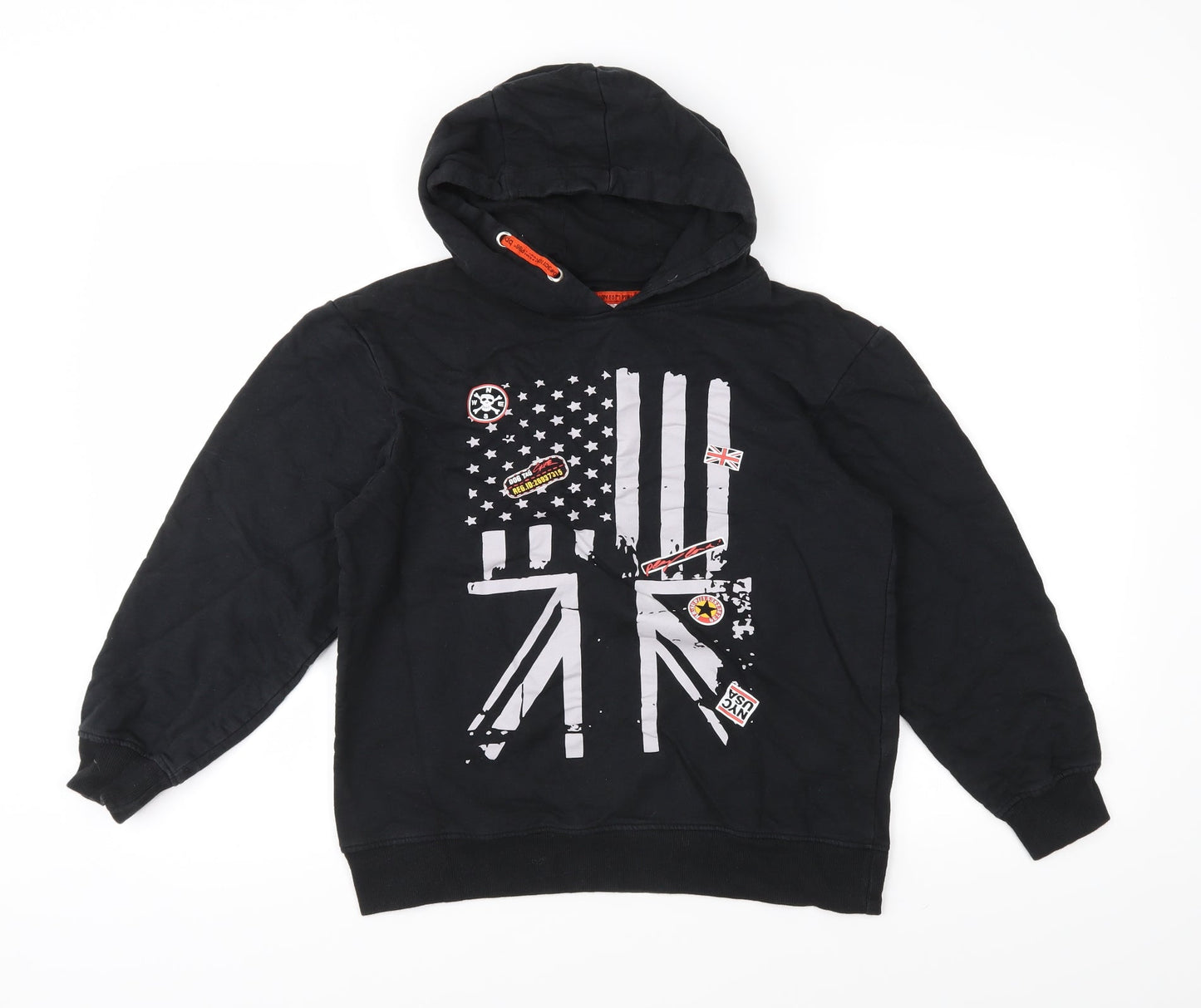 Bon Prix Boys Black  Jersey Pullover Hoodie Size 12-13 Years