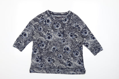 Marks and Spencer Womens Blue Floral  Pullover Jumper Size 14