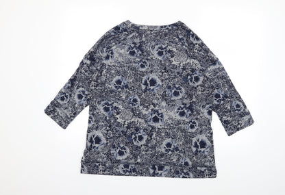 Marks and Spencer Womens Blue Floral  Pullover Jumper Size 14