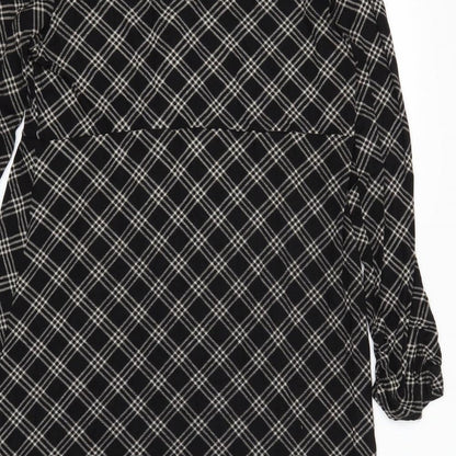 Adini Womens Black Check  T-Shirt Dress  Size L