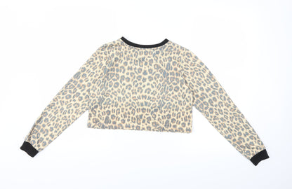 Candy Couture Girls Beige Animal Print  Pullover Sweatshirt Size 12 Years
