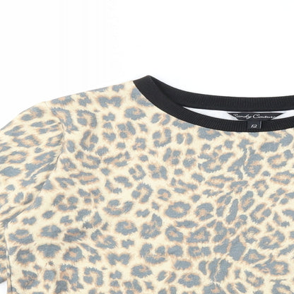 Candy Couture Girls Beige Animal Print  Pullover Sweatshirt Size 12 Years