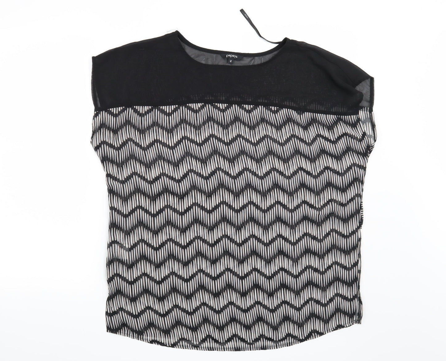 Papaya Womens Black Geometric  Basic Blouse Size 12
