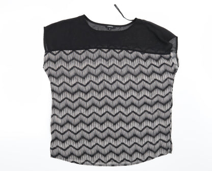 Papaya Womens Black Geometric  Basic Blouse Size 12