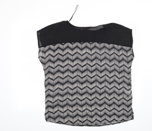 Papaya Womens Black Geometric  Basic Blouse Size 12