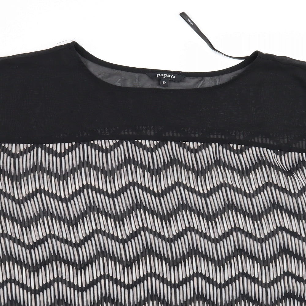 Papaya Womens Black Geometric  Basic Blouse Size 12