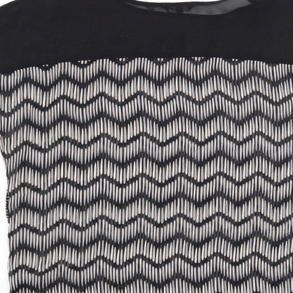 Papaya Womens Black Geometric  Basic Blouse Size 12
