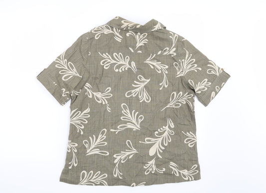 Alice Collins Womens Green Floral  Basic Blouse Size 12