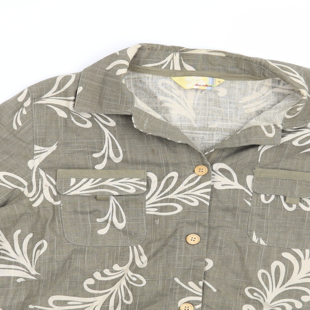 Alice Collins Womens Green Floral  Basic Blouse Size 12