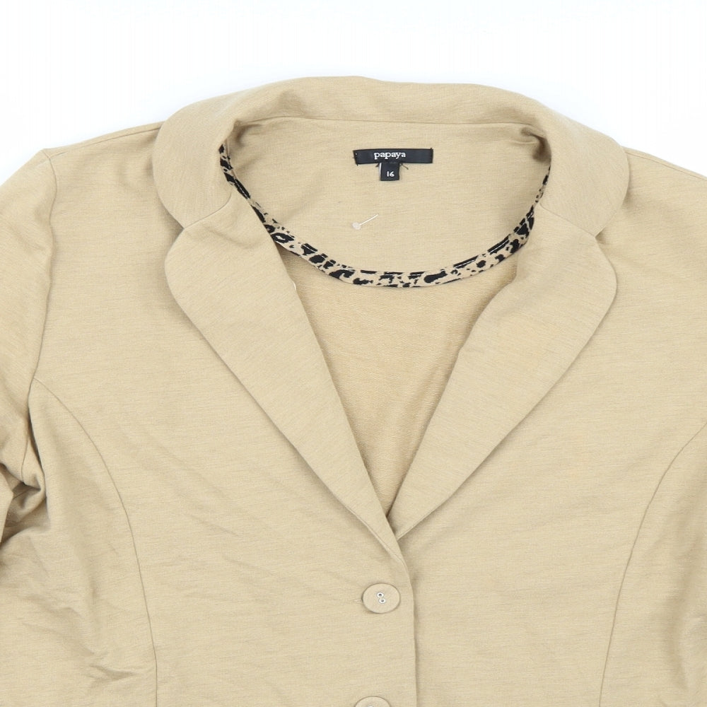 Papaya Womens Beige   Jacket Coat Size 16
