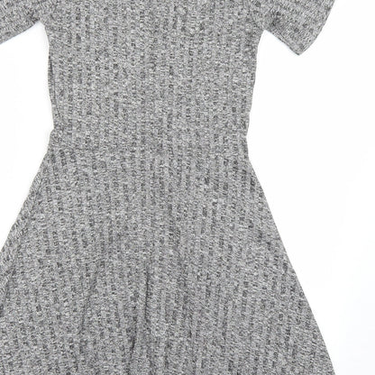 H&M Womens Grey Batik  A-Line  Size 6