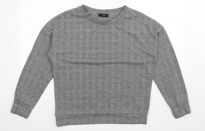 F&F Womens Grey Houndstooth  Pullover Sweatshirt Size 10