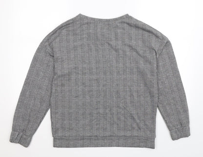 F&F Womens Grey Houndstooth  Pullover Sweatshirt Size 10