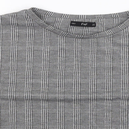 F&F Womens Grey Houndstooth  Pullover Sweatshirt Size 10