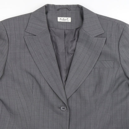 Select Womens Grey Striped  Jacket Suit Jacket Size 16