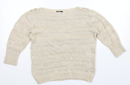M&Co Womens Beige  Knit Pullover Jumper Size M
