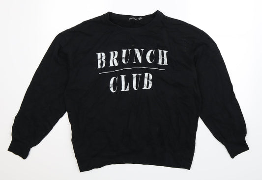 Boohoo Womens Black   Pullover Sweatshirt Size 12