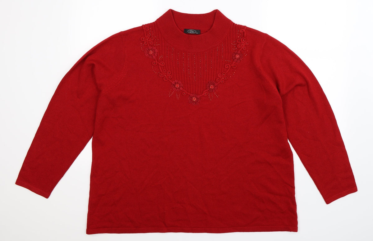 Bonmarché Womens Red Knit Pullover Jumper Size XL