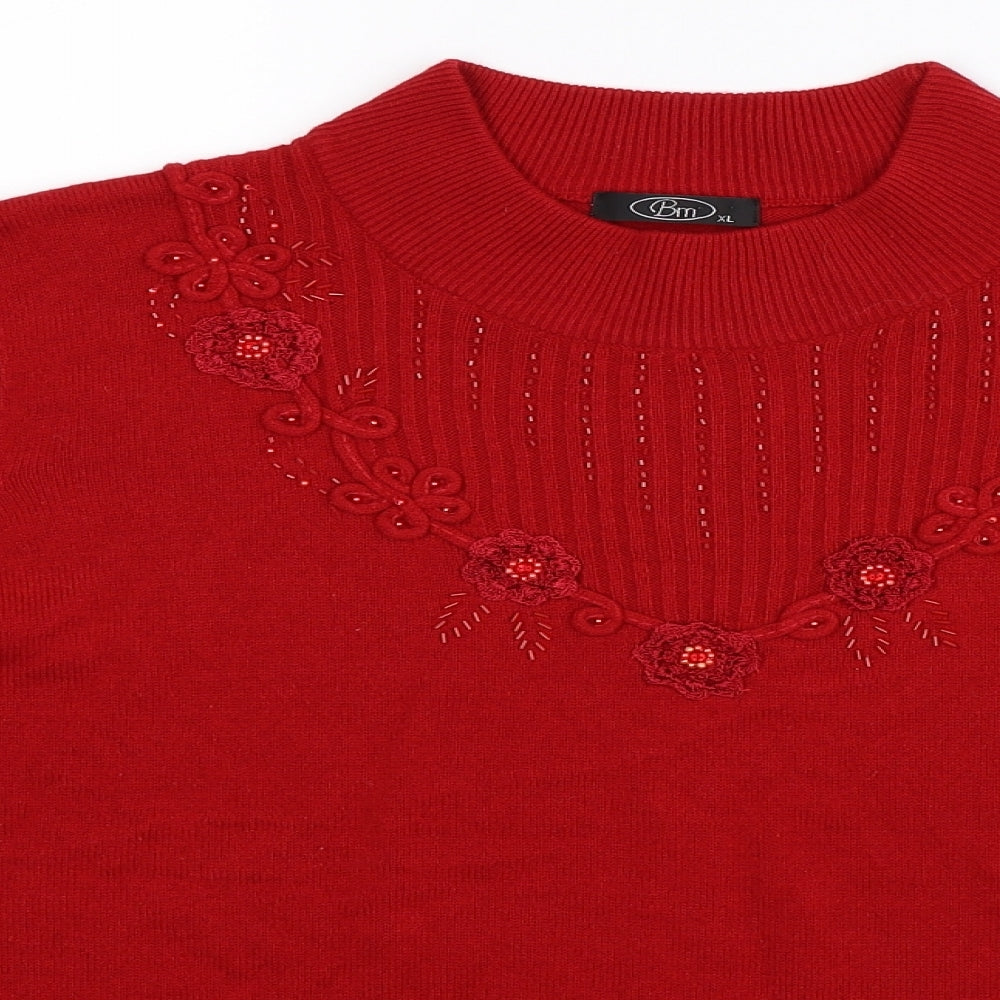 Bonmarché Womens Red Knit Pullover Jumper Size XL