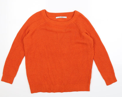 Tru Collection Womens Orange  Knit Pullover Jumper Size S