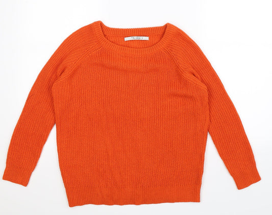 Tru Collection Womens Orange  Knit Pullover Jumper Size S