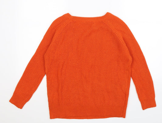 Tru Collection Womens Orange  Knit Pullover Jumper Size S