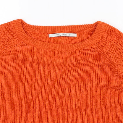 Tru Collection Womens Orange  Knit Pullover Jumper Size S