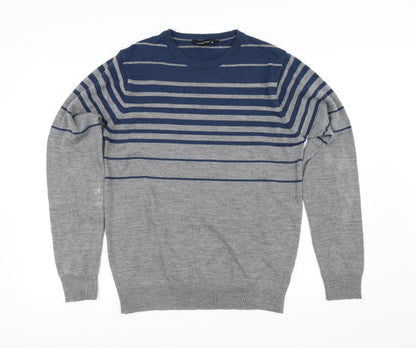 Cedar Wood State Mens Grey Striped  Pullover Jumper Size M