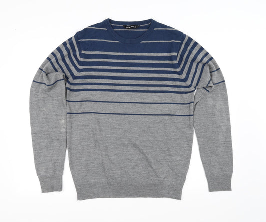 Cedar Wood State Mens Grey Striped  Pullover Jumper Size M