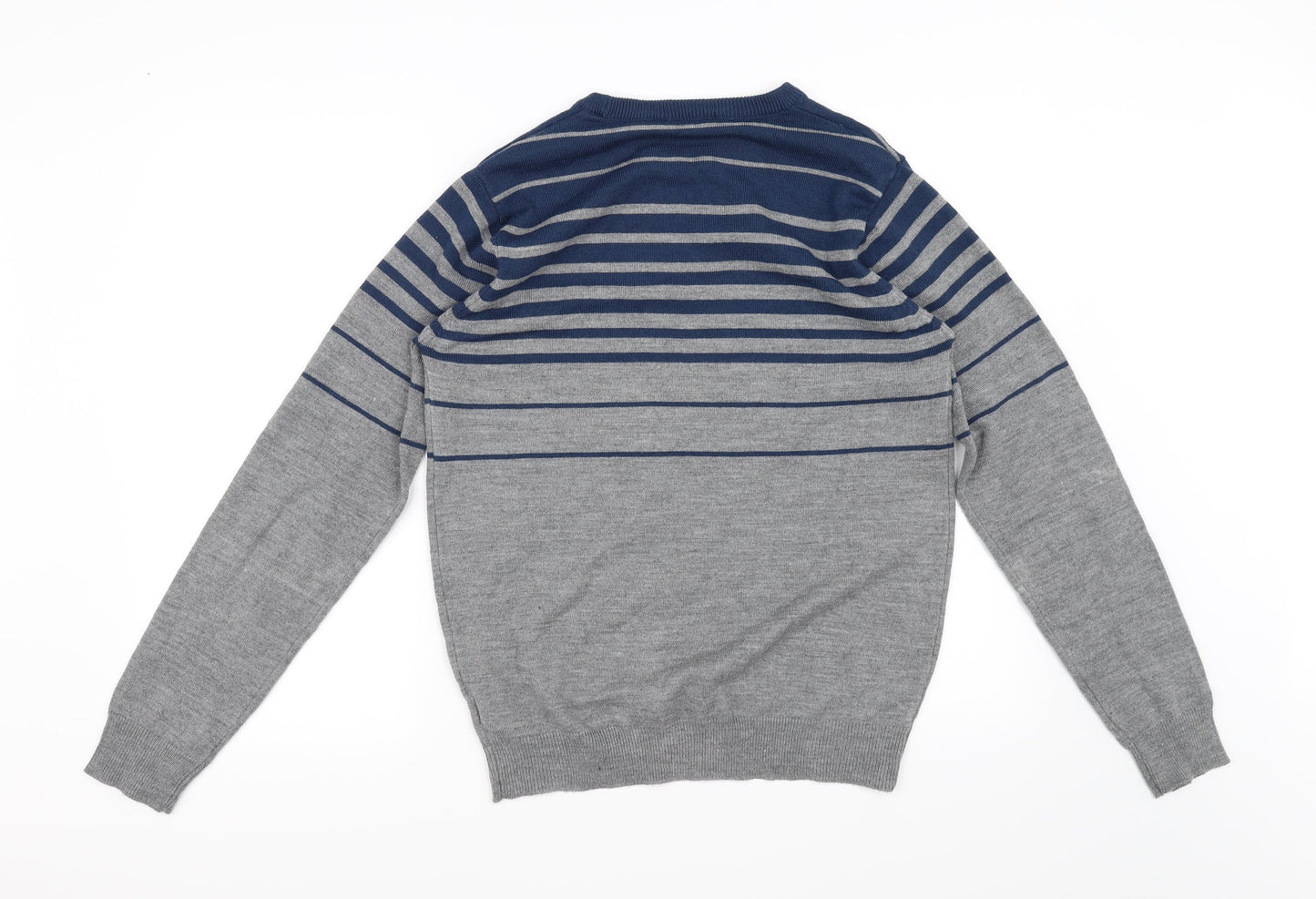 Cedar Wood State Mens Grey Striped  Pullover Jumper Size M