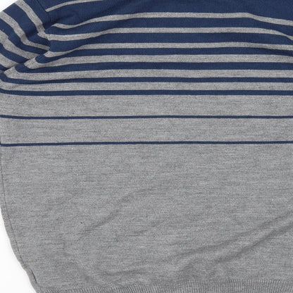 Cedar Wood State Mens Grey Striped  Pullover Jumper Size M