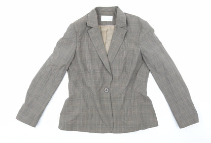 AMARANTO Womens Brown Check  Jacket Blazer Size 16