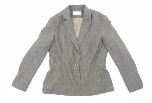 AMARANTO Womens Brown Check  Jacket Blazer Size 16