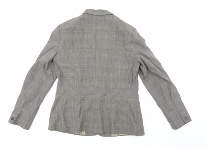 AMARANTO Womens Brown Check  Jacket Blazer Size 16
