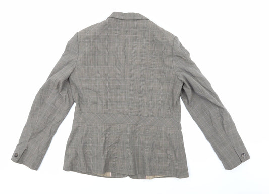 AMARANTO Womens Brown Check  Jacket Blazer Size 16